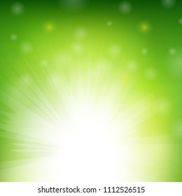 Green Sunburst Poster With Gradient Mesh, Vector Illustration