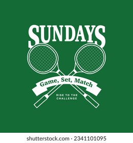 green sunday tennis racket emblem