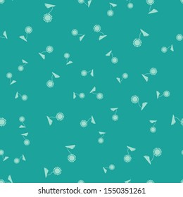 Green Sunflower icon isolated seamless pattern on green background.  Vector Illustration