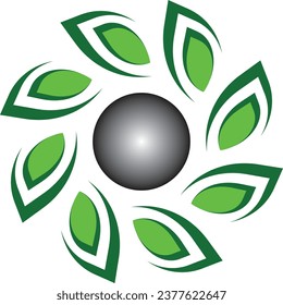 Green Sunflower Logo Image on White Background. Flat Vector Logo Design Template Element for Construction Architecture Building Logos and plantation companies logos.