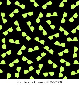green sunglasses. glasses. seamless pattern. black background. vector illustration