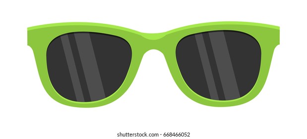 Green sunglasses isolated on the white background