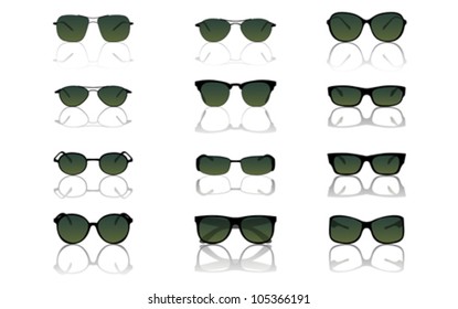 Green sunglasses set
isolated on white, vector
