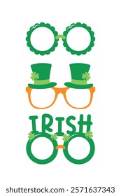 green sunglasses set, St Patrick's Day props, vector design elements