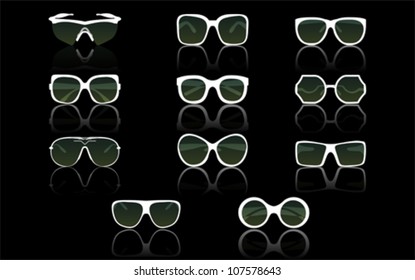 Green sunglasses set, vector
