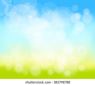 Green, sunny natural  background, vector illustration.