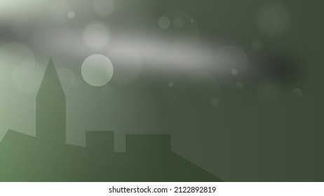 Green Sunrise light at the morning medieval city, with bokeh lights	