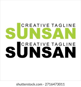 Vector verde del logotipo del texto de SUNSAN, diseño del icono de la compañía o del Sitio web.