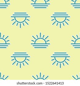 Green Sunset icon isolated seamless pattern on yellow background.  Vector Illustration