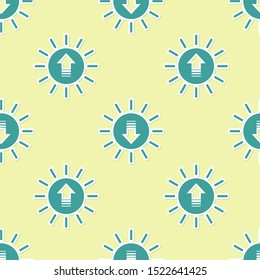 Green Sunset icon isolated seamless pattern on yellow background.  Vector Illustration