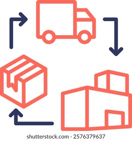 Green Supply Chain Icon Line Color Vector Illustration