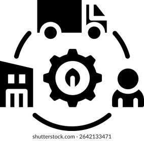 Green Supply Chains Icon Glyph Vector Illustration