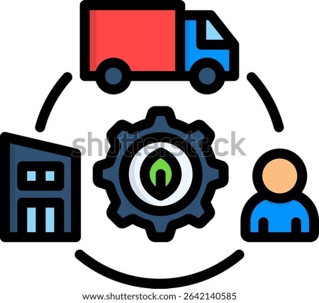 Green Supply Chains Icon Lineal Color Vector Illustration