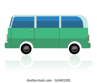 green surf van, funny cartoon style 