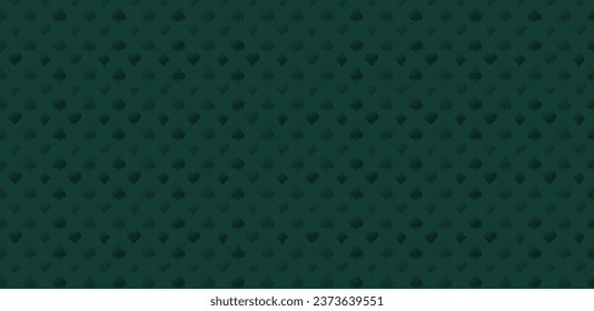 Green surface with card playing suits background. Velvet texture poker table decoration with gambling and vector bets