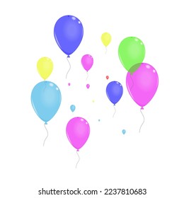 Green Surprise Background White Vector. Ballon Symbol Banner. Bright Holiday. Multicolor Air. Toy Event Set.