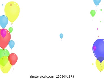 Vector blanco de fondo de sorpresa verde. Toy Love Border. Mosca rosa. Aire Púrpura. Juego de bodas de globo.
