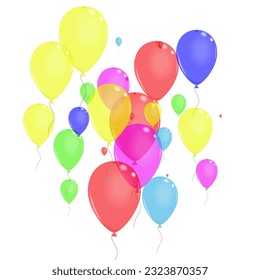 Vector blanco de fondo de sorpresa verde. Pancarta brillante de Ballon. Felicitaciones azules. Flying colorido. Borde abstracto de Confetti.