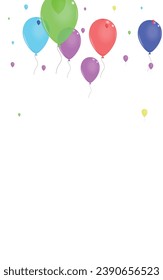 Green Surprise Background White Vector. Air Present Design. Yellow Light. Colorful Ballon. Confetti Fun Border.