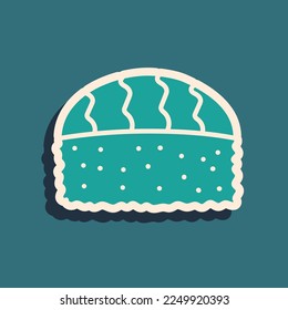 Green Sushi icon isolated on green background. Traditional Japanese food. Long shadow style. Vector