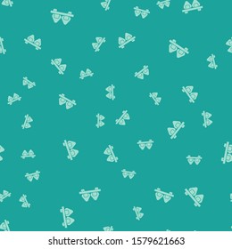 Green Sushi on cutting board icon isolated seamless pattern on green background. Asian food sushi on wooden board.  Vector Illustration