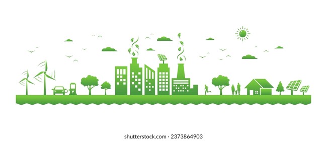green sustainable city vector illustration