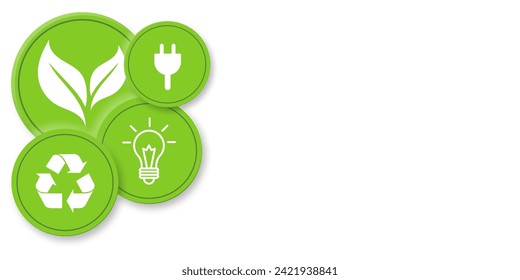 Green and Sustainable concept icons background, copy space