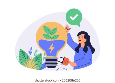Green sustainable environment web concept with flat people for website design.