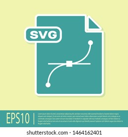 Green SVG file document. Download svg button icon isolated on yellow background. SVG file symbol.  Vector Illustration