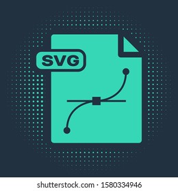 Green SVG file document. Download svg button icon isolated on blue background. SVG file symbol. Abstract circle random dots. Vector Illustration