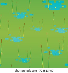 green swamp plant seamless pattern