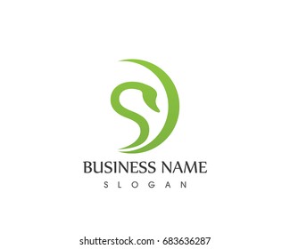 Green Swan Leaf Logo Design