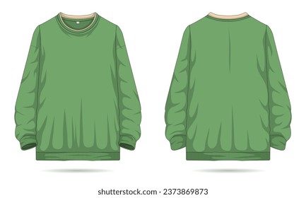 Green sweatshirt template front and back view