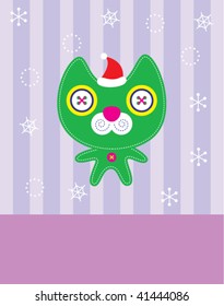 green sweet catty doodle greeting