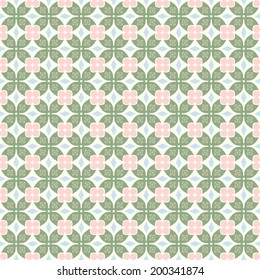 Green sweet claw of crab and circle and spiral and triangle pattern on pastel background. Vintage and modern seamless pattern style for retro or classic design