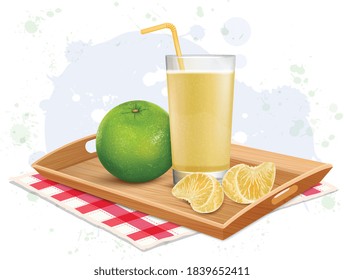 Green sweet lemon vector illustration with sweet lemon juice