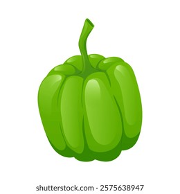 Green sweet pepper in flat design. Natural vegetable ingredient for meal. Vector illustration isolated.