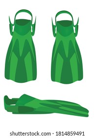 Green swimming fins. vector illustration