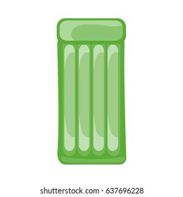 Green swimming inflatable mattress vector. Flat style. Beach entertainment and swimming. Illustration for summer concepts, vacation infographic, icons. Relaxing on water. Isolated on white background