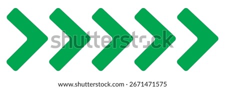 Green Swipe Right moved Arrow icon set. Right moved Arrow icon. Set Green arrows symbols. Vector isolated on white background. Best Design. Vector illustration. EPS 10