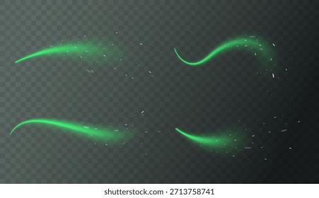 Elementos de redemoinho verde com movimento orgânico e curvas luminosas suaves. Frescura natural, tons de ervas e texturas botânicas. Vórtice fresco, vitalidade e energia ecológica. Ilustração de vetor de movimentos aéreos