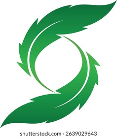 Green swirl leaf logo icon for eco company, nature emblem, sustainable concept symbol, eco friendly brand identity design