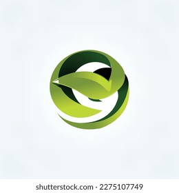 green swirl logo with green leave 
