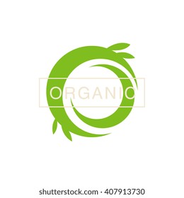 Green Swirl Organic Product Logo Cool Flat Vector Design Template On White Backgeound
