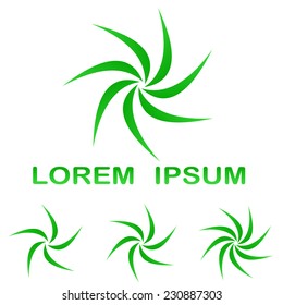 Green swirling enviroment symbol design set