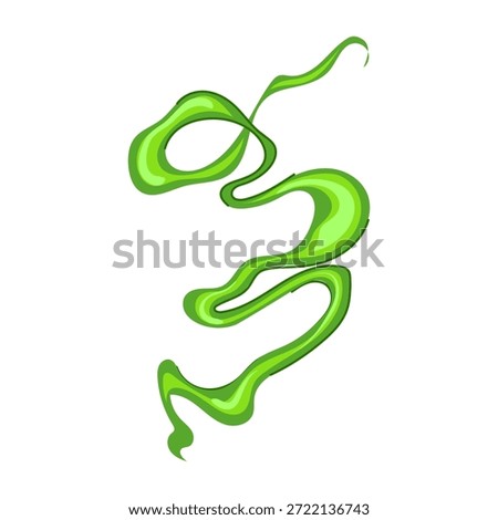 Green swirling toxic gas cloud forming winding curls over white background, symbolizing pollution, chemical fumes, bad odor, hazardous vapor, and respiratory danger in vector style