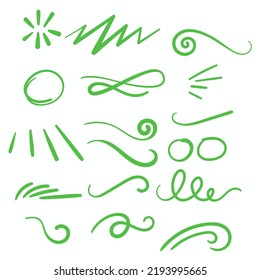 Green Swirls Swoosh Vector Accent Line Work