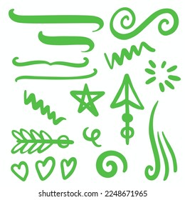 Green Swirls Swoosh Vector Accent Line Work