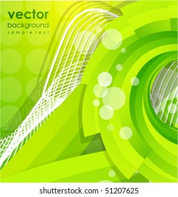 Green swirly shapes. Vector abstract background