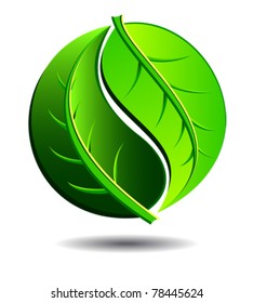 Green symbol concept using Yin Yang in a leaf design